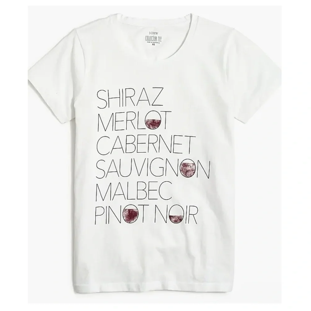 J. Crew | Red Wine Graphic Tee Shirt White | M